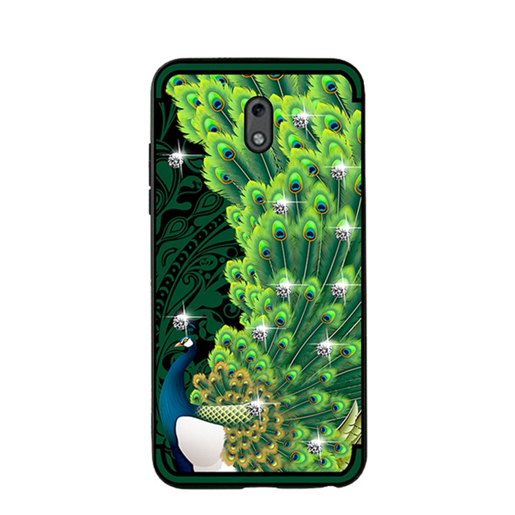 10PCS/Set NXE Unique Series Diamond Peacock TPU Phone Case for Nokia 2 - Green-2