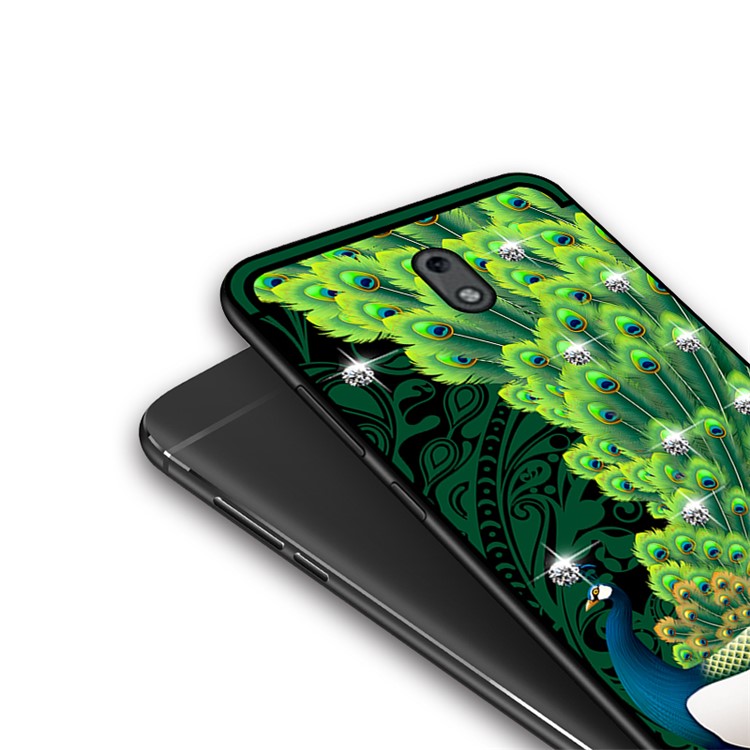 10PCS/Set NXE Unique Series Diamond Peacock TPU Phone Case for Nokia 2 - Green-5