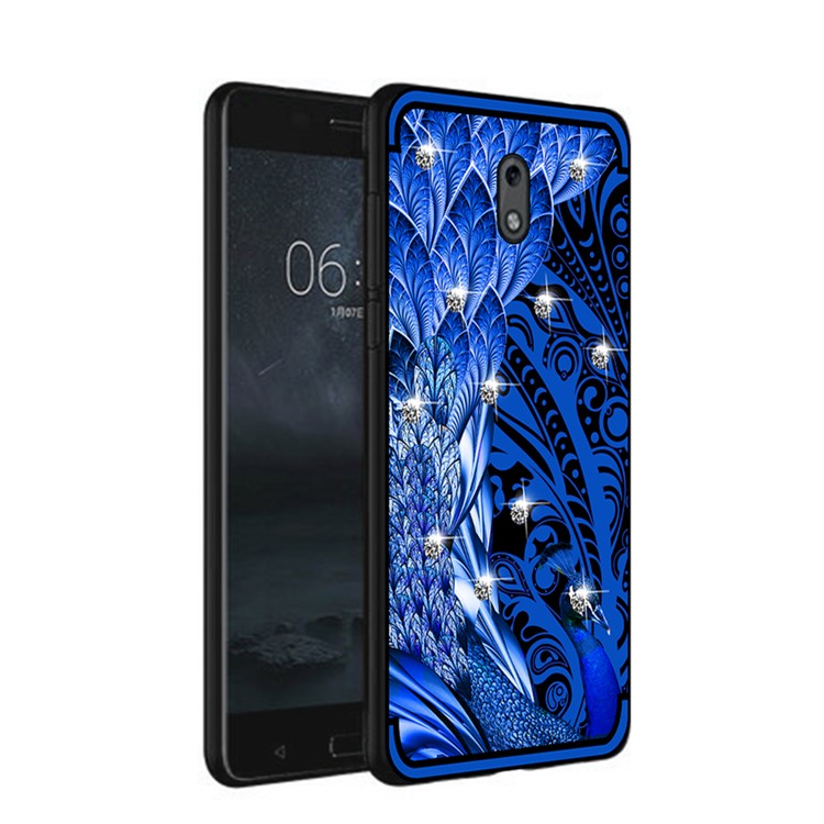 10PCS/Set NXE Unique Series Diamond Peacock TPU Soft Case for Nokia 2 - Blue-1