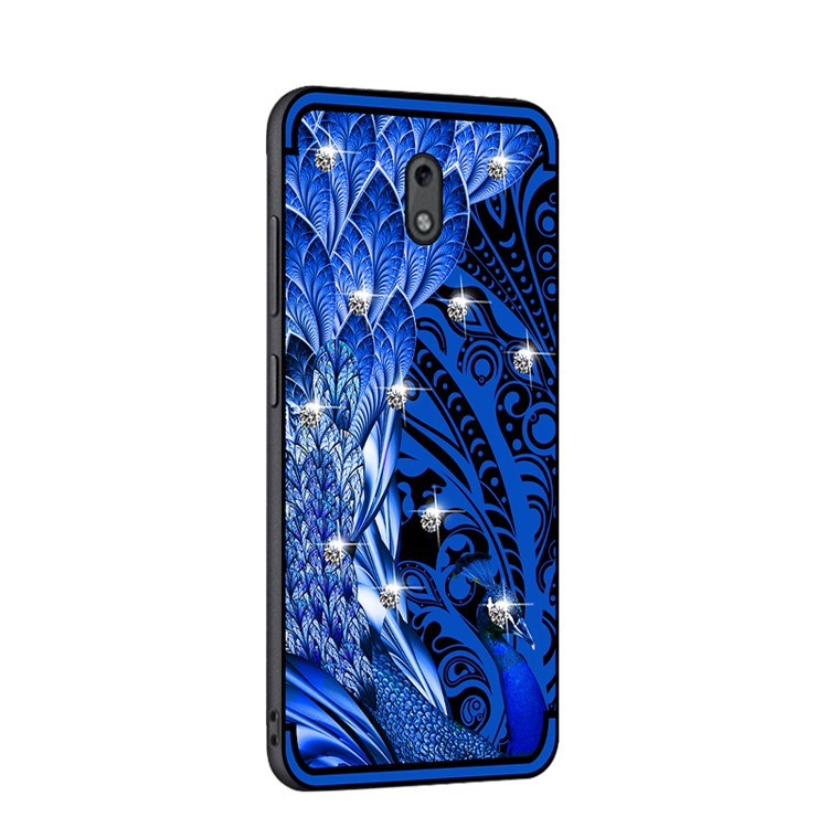 10PCS/Set NXE Unique Series Diamond Peacock TPU Soft Case for Nokia 2 - Blue-3