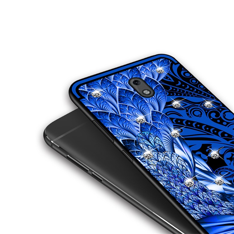 10PCS/Set NXE Unique Series Diamond Peacock TPU Soft Case for Nokia 2 - Blue-5