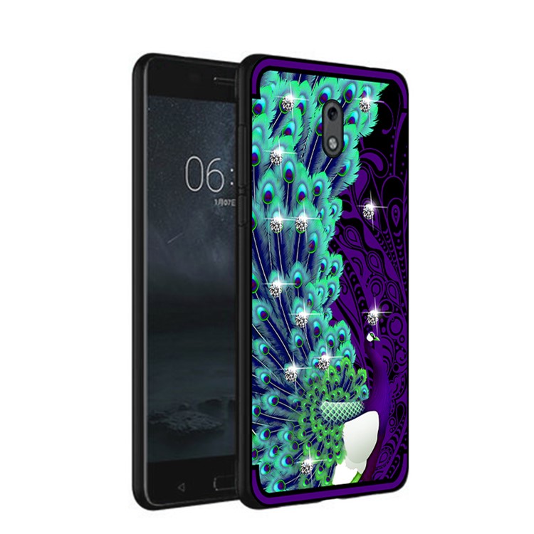 10PCS/Set NXE Unique Series Diamond Peacock TPU Case Shell for Nokia 2 - Purple-1