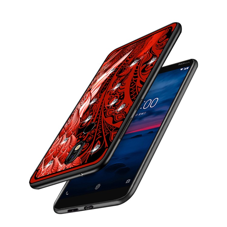 10Pcs/Set NXE Unique Series Diamond Peacock TPU Back Case for Nokia 7 - Red-4