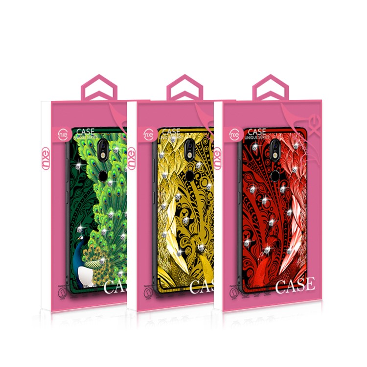 10Pcs/Set NXE Unique Series Diamond Peacock TPU Back Case for Nokia 7 - Red-6