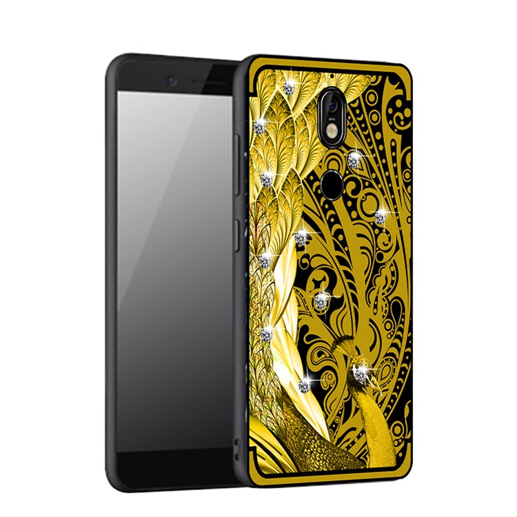 10Pcs/Set NXE Unique Series Diamond Peacock TPU Mobile Cover for Nokia 7 - Gold-1