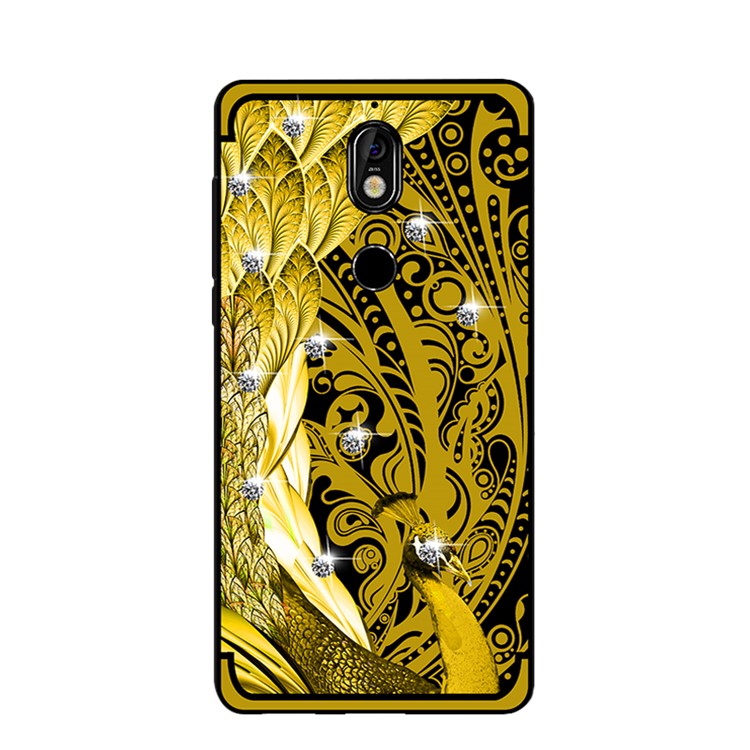 10Pcs/Set NXE Unique Series Diamond Peacock TPU Mobile Cover for Nokia 7 - Gold-2