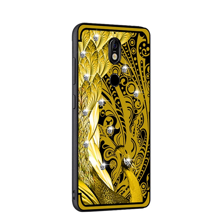 10Pcs/Set NXE Unique Series Diamond Peacock TPU Mobile Cover for Nokia 7 - Gold-3