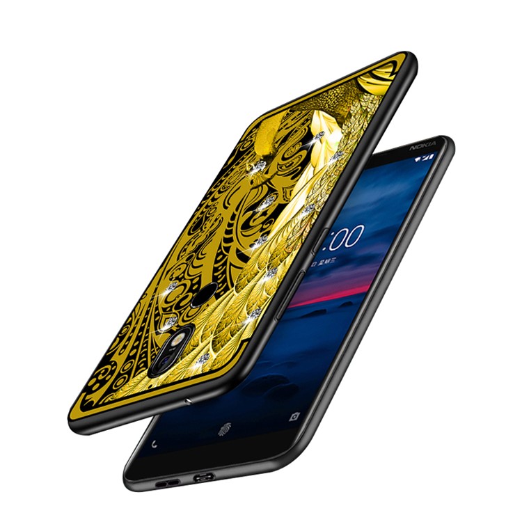 10Pcs/Set NXE Unique Series Diamond Peacock TPU Mobile Cover for Nokia 7 - Gold-4