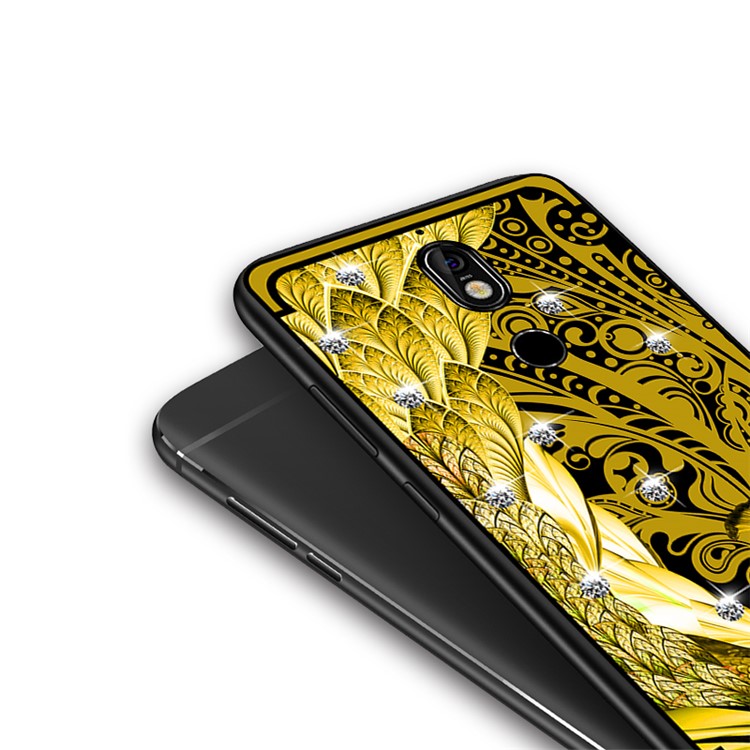 10Pcs/Set NXE Unique Series Diamond Peacock TPU Mobile Cover for Nokia 7 - Gold-5