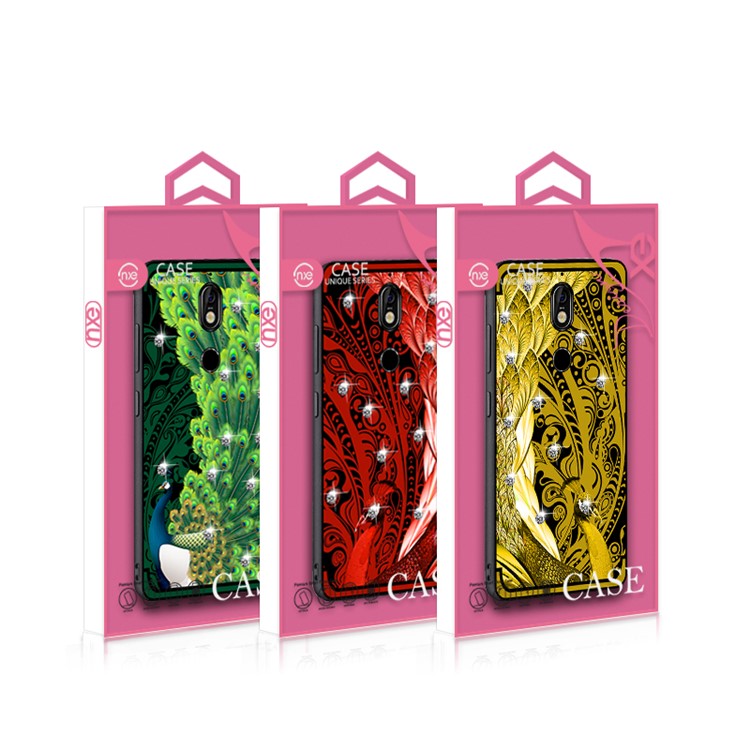 10Pcs/Set NXE Unique Series Diamond Peacock TPU Mobile Cover for Nokia 7 - Gold-6