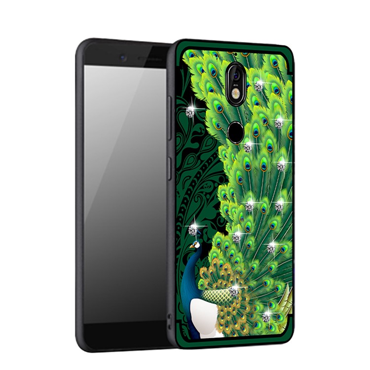 10Pcs/Set NXE Unique Series Diamond Peacock TPU Phone Casing for Nokia 7 - Green-1