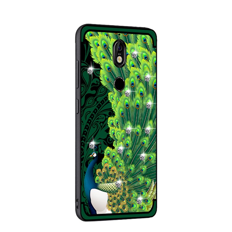 10Pcs/Set NXE Unique Series Diamond Peacock TPU Phone Casing for Nokia 7 - Green-3