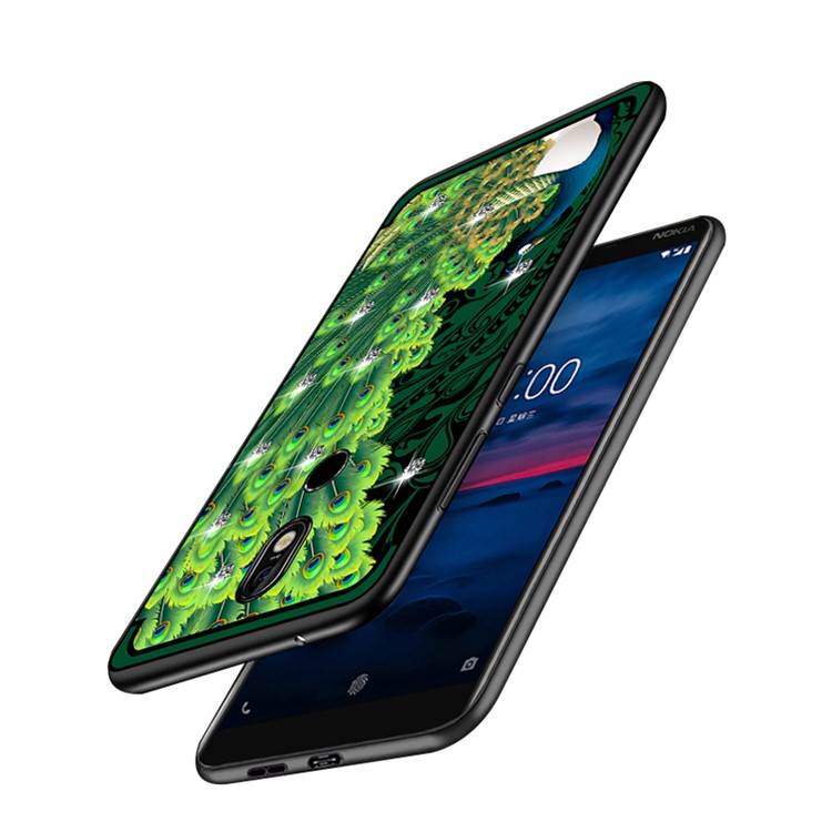 10Pcs/Set NXE Unique Series Diamond Peacock TPU Phone Casing for Nokia 7 - Green-4