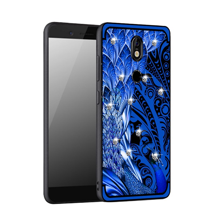10Pcs/Set NXE Unique Series Diamond Peacock TPU Gel Cover Casing for Nokia 7 - Blue-1