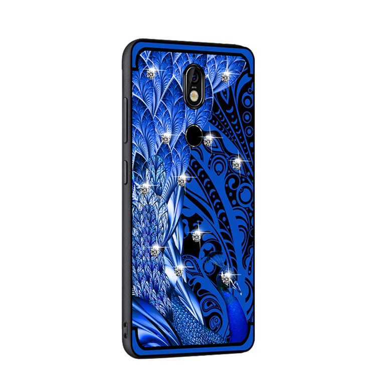 10Pcs/Set NXE Unique Series Diamond Peacock TPU Gel Cover Casing for Nokia 7 - Blue-3
