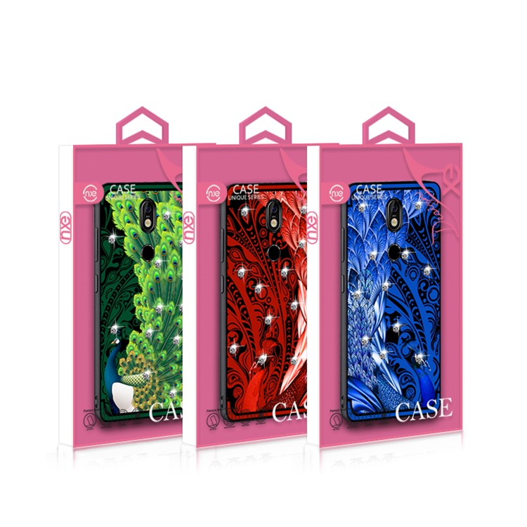 10Pcs/Set NXE Unique Series Diamond Peacock TPU Gel Cover Casing for Nokia 7 - Blue-6