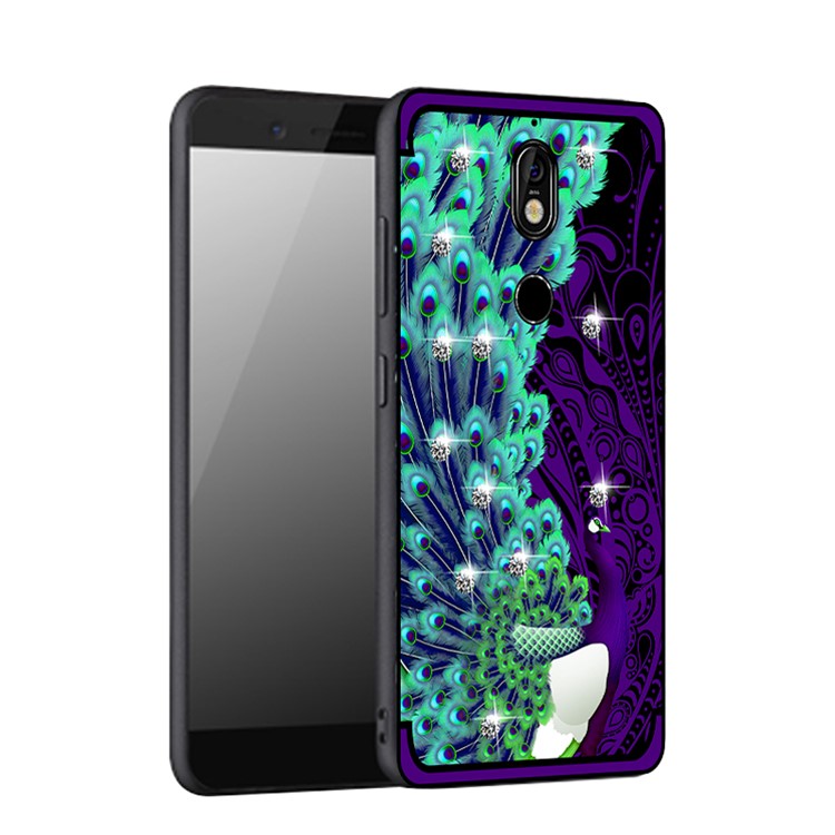 10Pcs/Set NXE Unique Series Diamond Peacock TPU Protective Cases for Nokia 7 - Purple-1