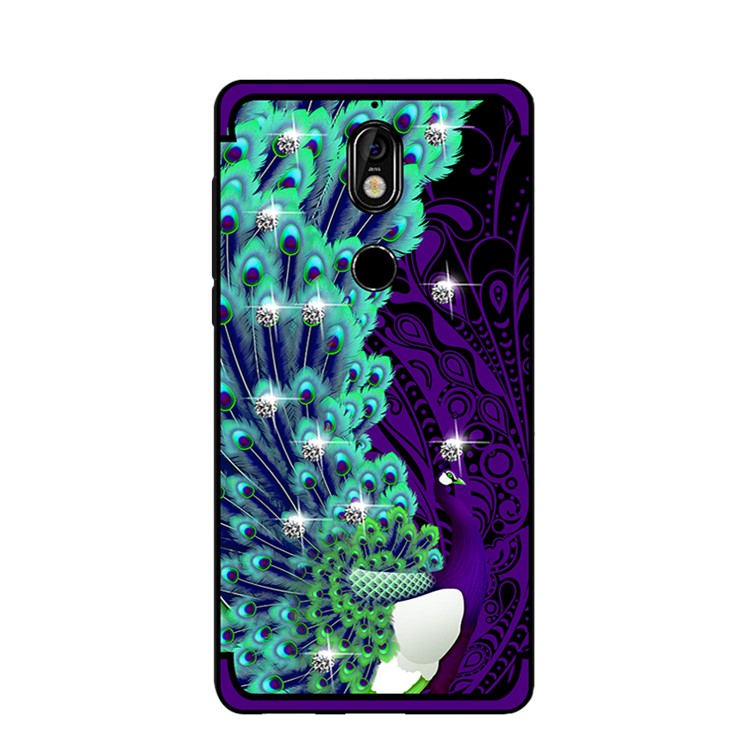 10Pcs/Set NXE Unique Series Diamond Peacock TPU Protective Cases for Nokia 7 - Purple-2