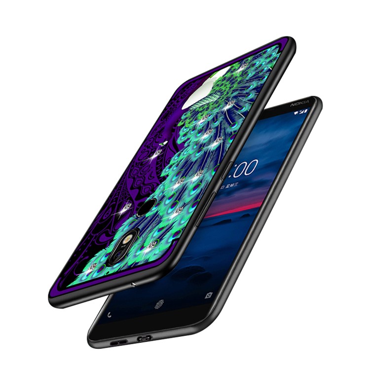 10Pcs/Set NXE Unique Series Diamond Peacock TPU Protective Cases for Nokia 7 - Purple-4