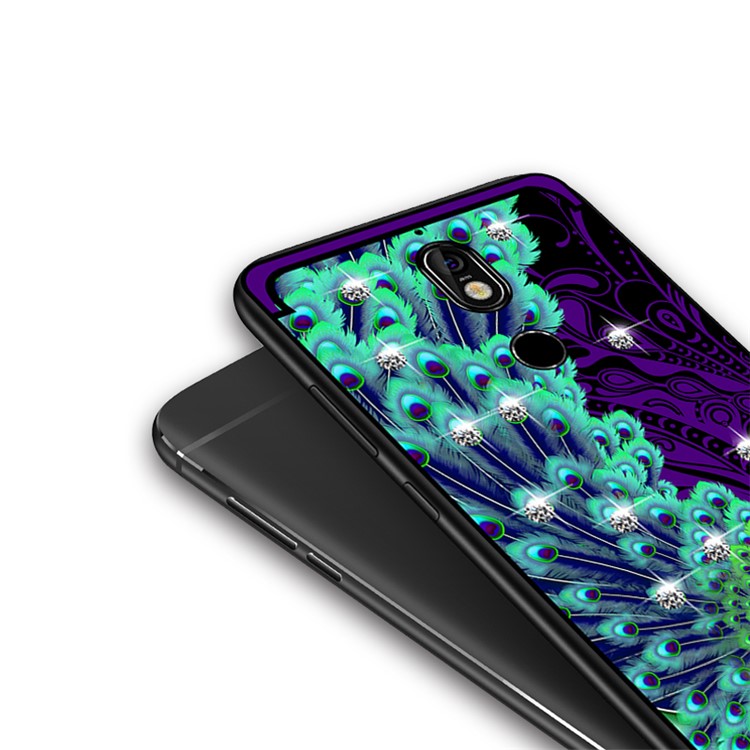 10Pcs/Set NXE Unique Series Diamond Peacock TPU Protective Cases for Nokia 7 - Purple-5