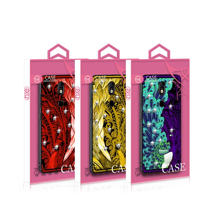 10Pcs/Set NXE Unique Series Diamond Peacock TPU Protective Cases for Nokia 7 - Purple-6