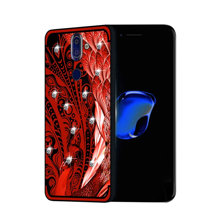 10PCS/Set NXE Unique Series Diamond Peacock TPU Case for Nokia 9 / 8 Sirocco - Red-1