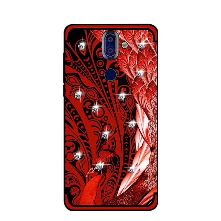 10PCS/Set NXE Unique Series Diamond Peacock TPU Case for Nokia 9 / 8 Sirocco - Red-2
