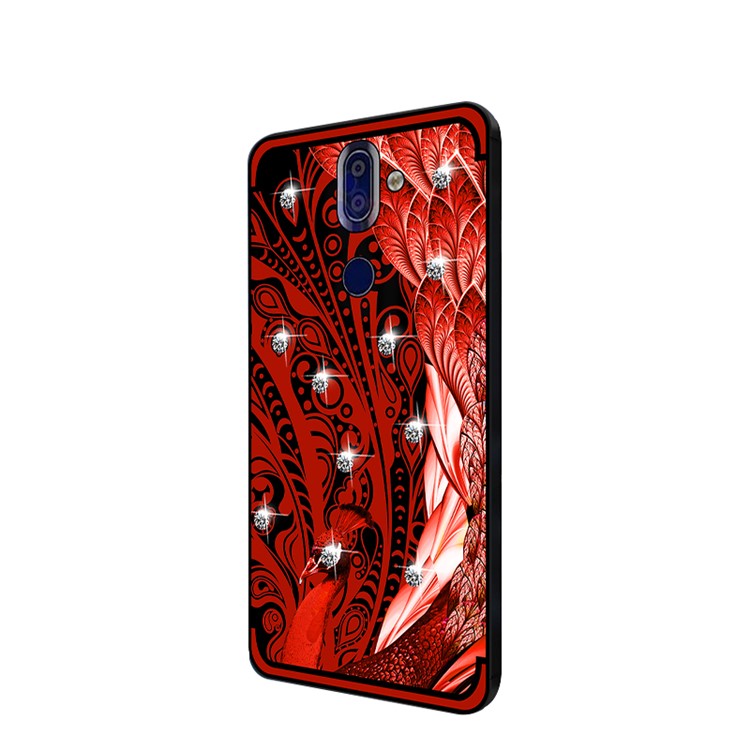 10PCS/Set NXE Unique Series Diamond Peacock TPU Case for Nokia 9 / 8 Sirocco - Red-3