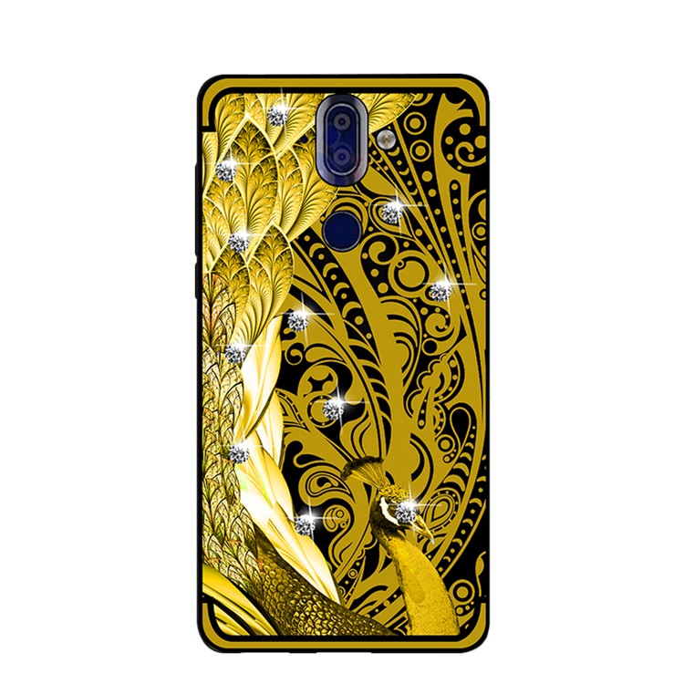 10PCS/Set NXE Unique Series Diamond Peacock TPU Phone Case for Nokia 9 / 8 Sirocco - Gold-2