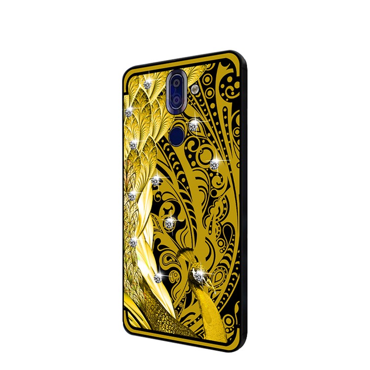 10PCS/Set NXE Unique Series Diamond Peacock TPU Phone Case for Nokia 9 / 8 Sirocco - Gold-3