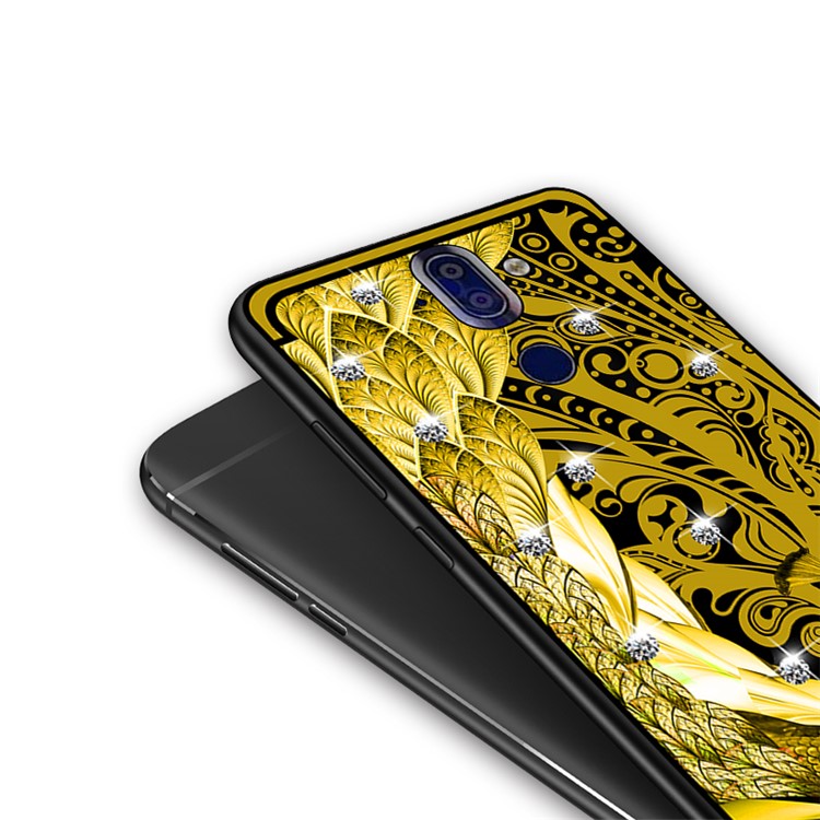 10PCS/Set NXE Unique Series Diamond Peacock TPU Phone Case for Nokia 9 / 8 Sirocco - Gold-5