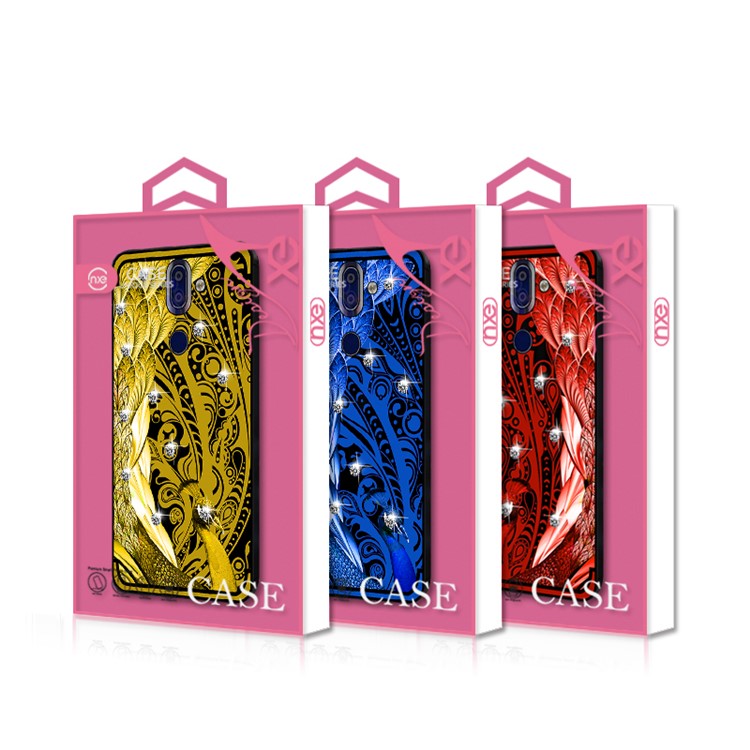 10PCS/Set NXE Unique Series Diamond Peacock TPU Phone Case for Nokia 9 / 8 Sirocco - Gold-6