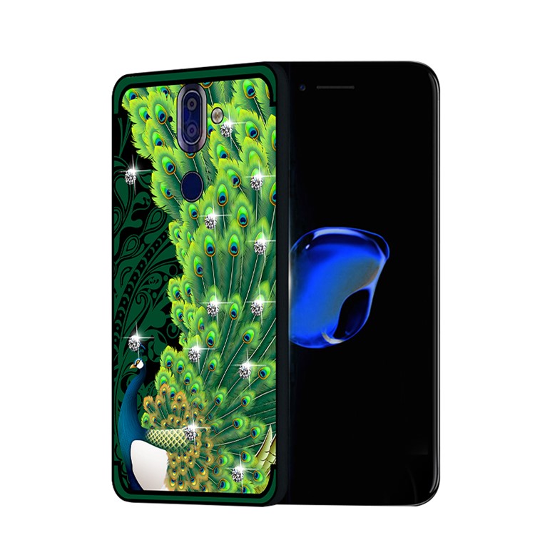 10PCS/Set NXE Unique Series Diamond Peacock TPU Cover for Nokia 9 / 8 Sirocco - Green-1