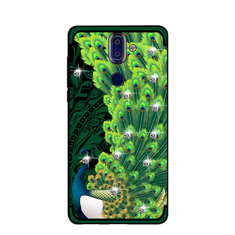10PCS/Set NXE Unique Series Diamond Peacock TPU Cover for Nokia 9 / 8 Sirocco - Green-2