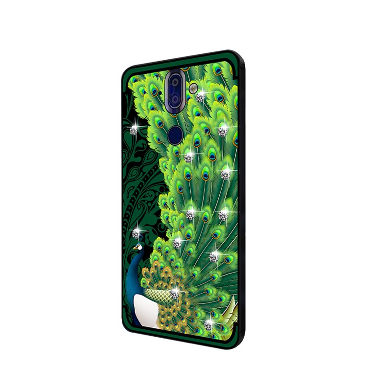 10PCS/Set NXE Unique Series Diamond Peacock TPU Cover for Nokia 9 / 8 Sirocco - Green-3