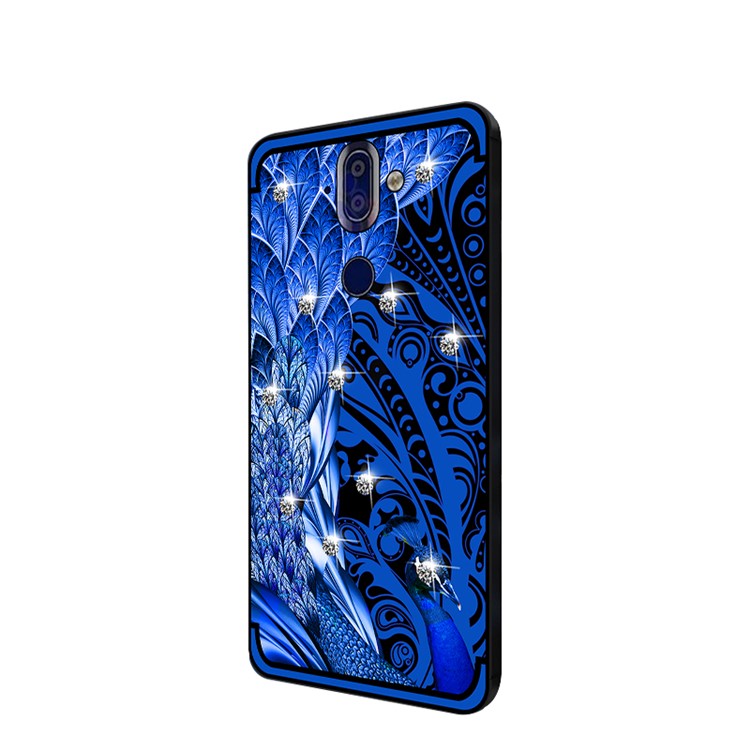 10PCS/Set NXE Unique Series Diamond Peacock TPU Cell Phone Case for Nokia 9 / 8 Sirocco - Blue-3