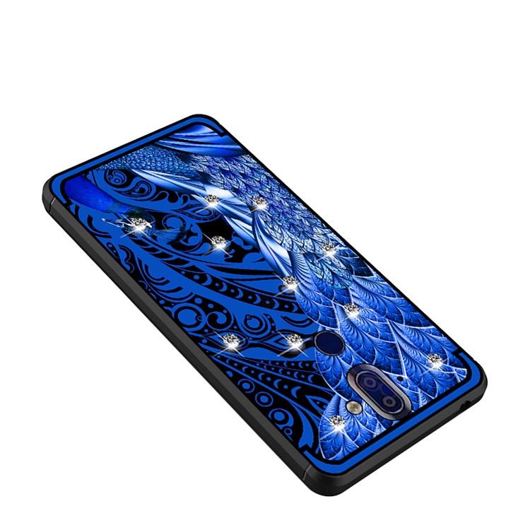 10PCS/Set NXE Unique Series Diamond Peacock TPU Cell Phone Case for Nokia 9 / 8 Sirocco - Blue-4