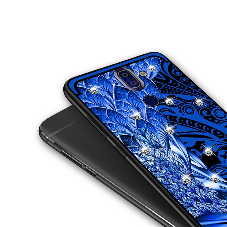 10PCS/Set NXE Unique Series Diamond Peacock TPU Cell Phone Case for Nokia 9 / 8 Sirocco - Blue-5