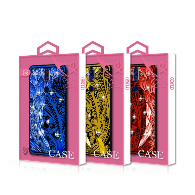 10PCS/Set NXE Unique Series Diamond Peacock TPU Cell Phone Case for Nokia 9 / 8 Sirocco - Blue-6