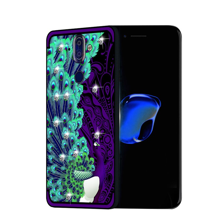10PCS/Set NXE Unique Series Diamond Peacock TPU Cover Shell for Nokia 8 Sirocco - Purple-1