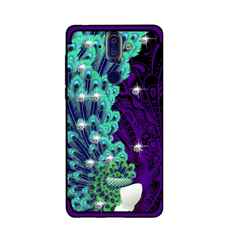 10PCS/Set NXE Unique Series Diamond Peacock TPU Cover Shell for Nokia 8 Sirocco - Purple-2