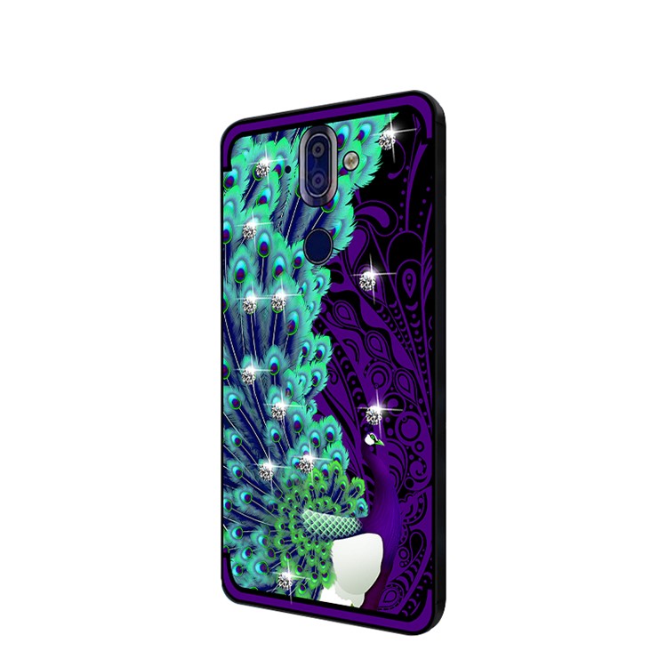 10PCS/Set NXE Unique Series Diamond Peacock TPU Cover Shell for Nokia 8 Sirocco - Purple-3