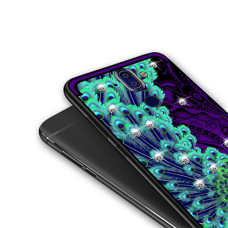 10PCS/Set NXE Unique Series Diamond Peacock TPU Cover Shell for Nokia 8 Sirocco - Purple-5