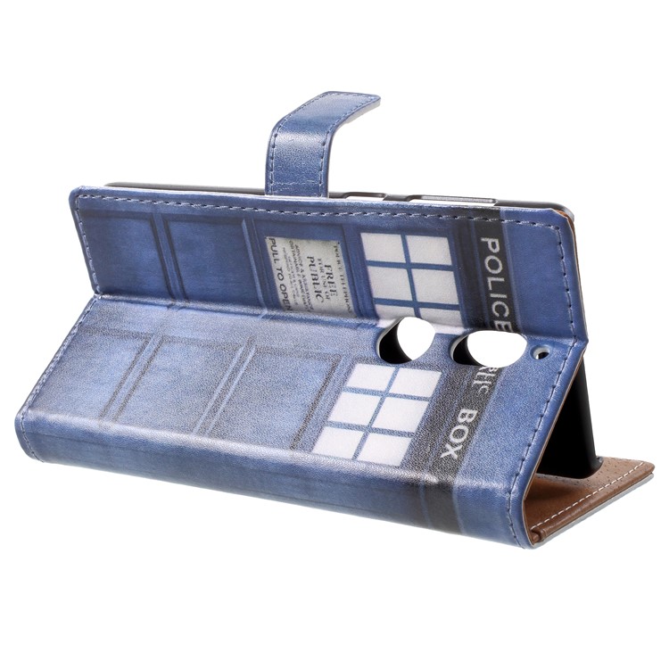 Pattern Printing Magnetic Stand Leather Wallet Mobile Phone Case for Nokia 7 - Police Box-4