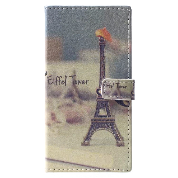 Pattern Printing Magnetic Stand Leather Wallet Cell Phone Case for Nokia 7 - Eiffel Tower-1