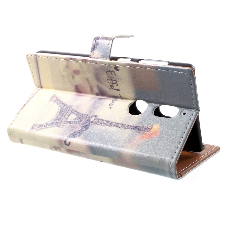 Pattern Printing Magnetic Stand Leather Wallet Cell Phone Case for Nokia 7 - Eiffel Tower-4