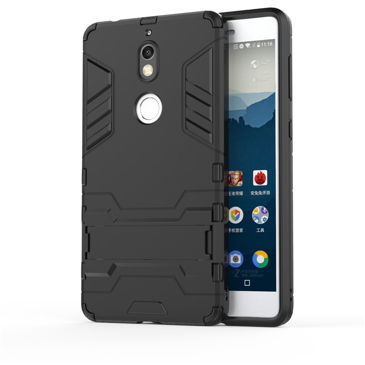 Cool Plastic TPU Hybrid Mobile Cover with Kickstand for Nokia 7 - Black-2