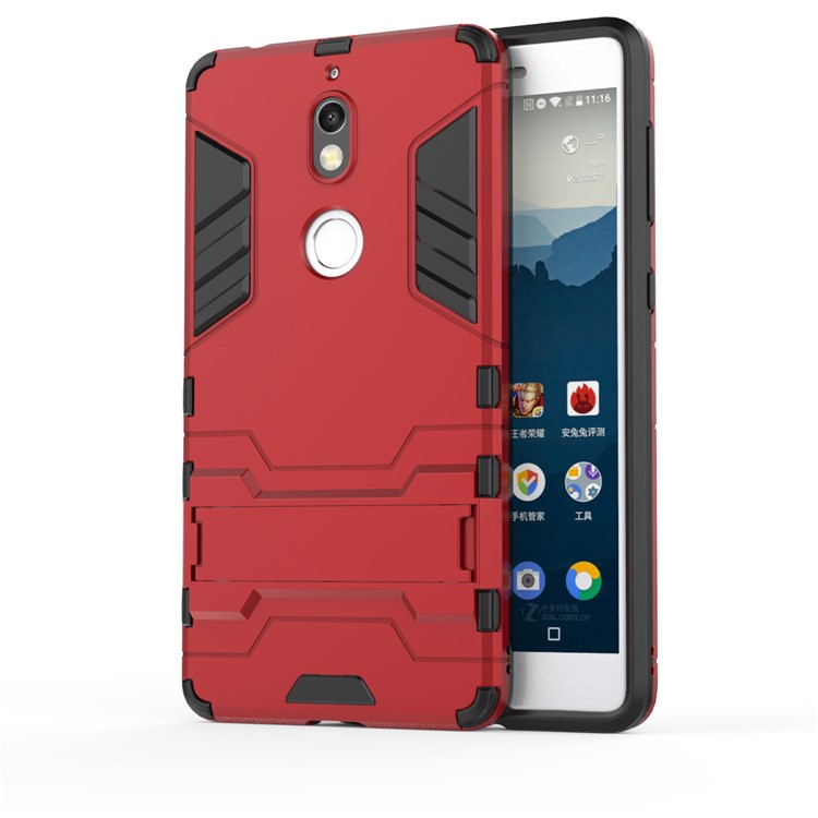 Cool Plastic TPU Hybrid Mobile Phone Cover with Kickstand for Nokia 7 - Red-2