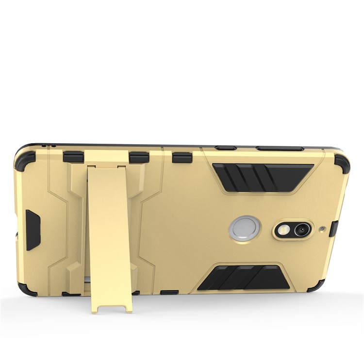 Cool Plastic TPU Hybrid Cell Phone Cover with Kickstand for Nokia 7 - Gold-3