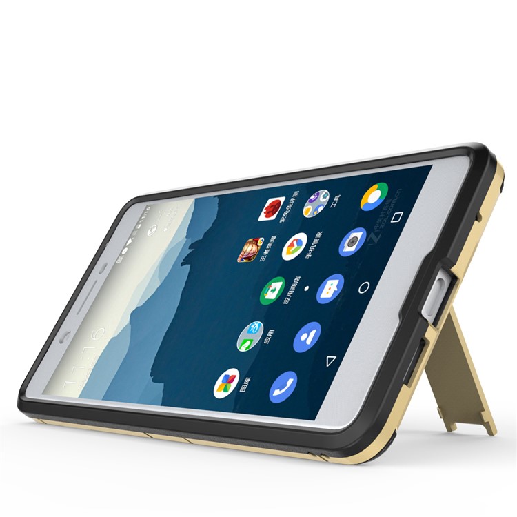 Cool Plastic TPU Hybrid Cell Phone Cover with Kickstand for Nokia 7 - Gold-4